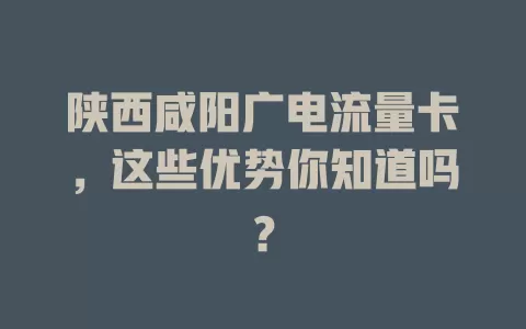陕西咸阳广电流量卡，这些优势你知道吗？