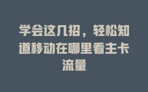 学会这几招，轻松知道移动在哪里看主卡流量