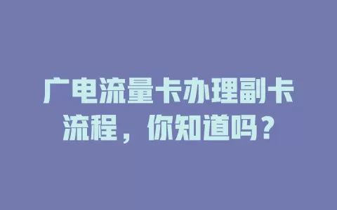 广电流量卡办理副卡流程，你知道吗？