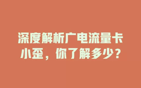 深度解析广电流量卡小歪，你了解多少？