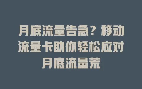 月底流量告急？移动流量卡助你轻松应对月底流量荒