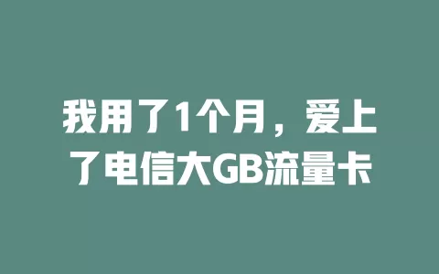 我用了1个月，爱上了电信大GB流量卡