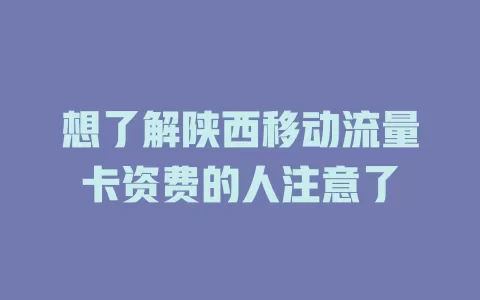 想了解陕西移动流量卡资费的人注意了