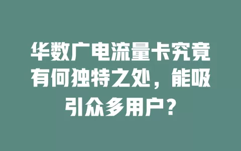 华数广电流量卡究竟有何独特之处，能吸引众多用户？