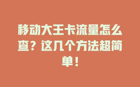 移动大王卡流量怎么查？这几个方法超简单！