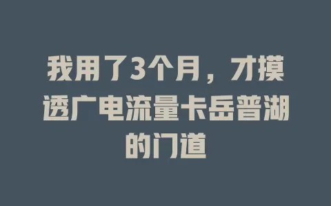 我用了3个月，才摸透广电流量卡岳普湖的门道