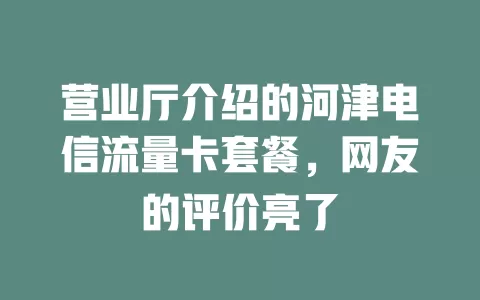 营业厅介绍的河津电信流量卡套餐，网友的评价亮了