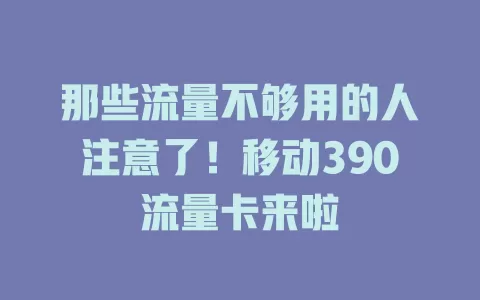 那些流量不够用的人注意了！移动390流量卡来啦