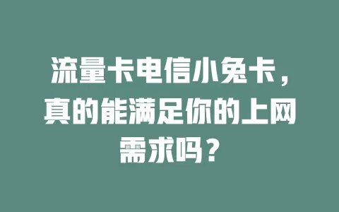 流量卡电信小兔卡，真的能满足你的上网需求吗？
