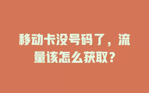 移动卡没号码了，流量该怎么获取？