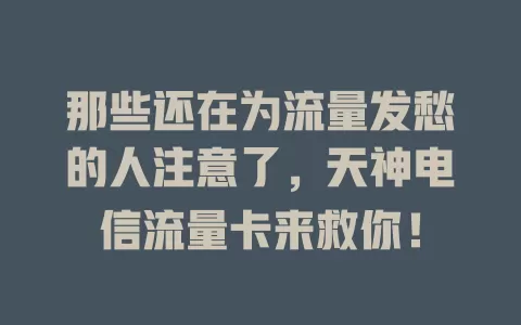 那些还在为流量发愁的人注意了，天神电信流量卡来救你！