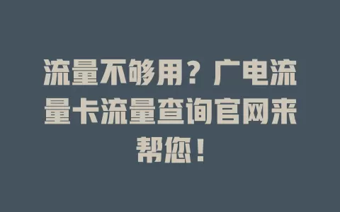 流量不够用？广电流量卡流量查询官网来帮您！