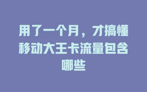 用了一个月，才搞懂移动大王卡流量包含哪些