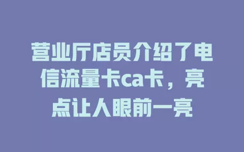 营业厅店员介绍了电信流量卡ca卡，亮点让人眼前一亮