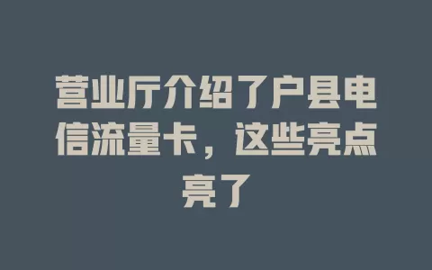 营业厅介绍了户县电信流量卡，这些亮点亮了