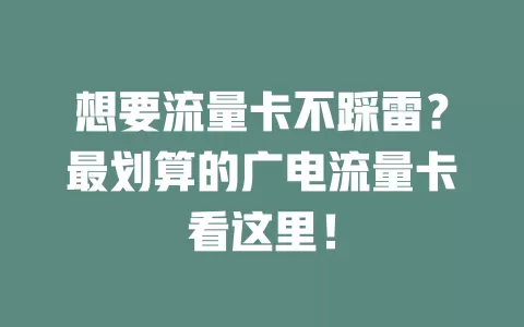 想要流量卡不踩雷？最划算的广电流量卡看这里！