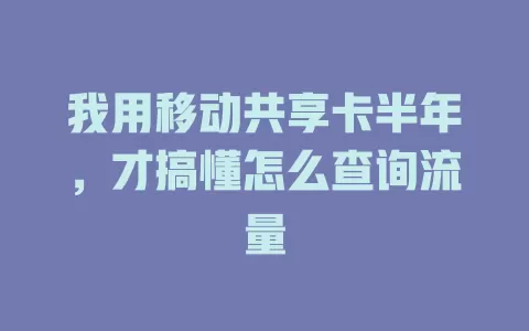 我用移动共享卡半年，才搞懂怎么查询流量