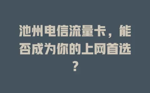 池州电信流量卡，能否成为你的上网首选？