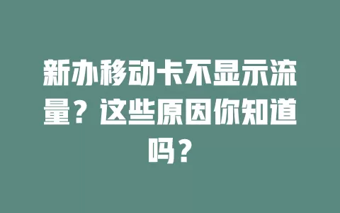 新办移动卡不显示流量？这些原因你知道吗？