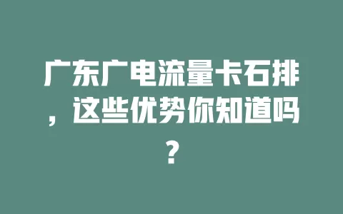 广东广电流量卡石排，这些优势你知道吗？