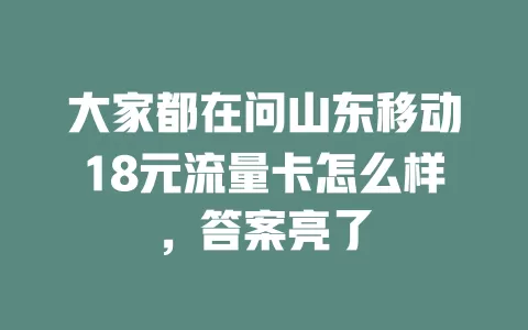 大家都在问山东移动18元流量卡怎么样，答案亮了