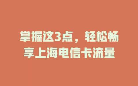 掌握这3点，轻松畅享上海电信卡流量