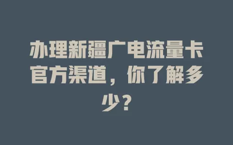 办理新疆广电流量卡官方渠道，你了解多少？