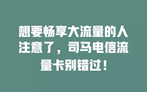 想要畅享大流量的人注意了，司马电信流量卡别错过！