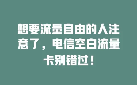 想要流量自由的人注意了，电信空白流量卡别错过！