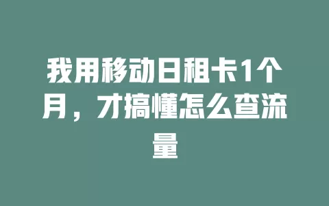 我用移动日租卡1个月，才搞懂怎么查流量