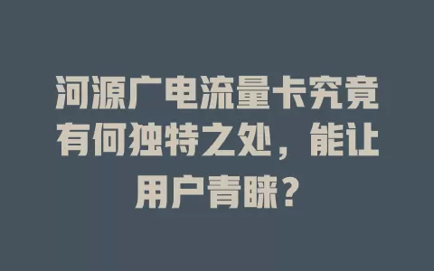 河源广电流量卡究竟有何独特之处，能让用户青睐？