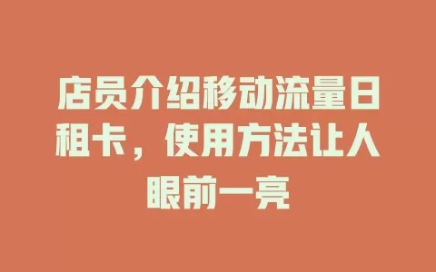 店员介绍移动流量日租卡，使用方法让人眼前一亮