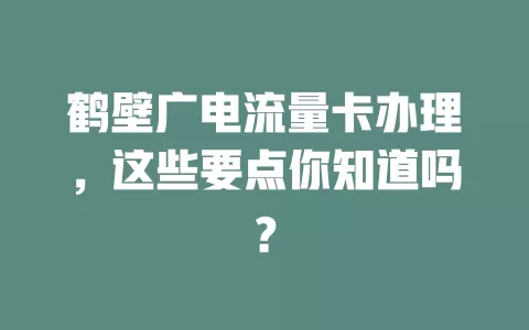 鹤壁广电流量卡办理，这些要点你知道吗？