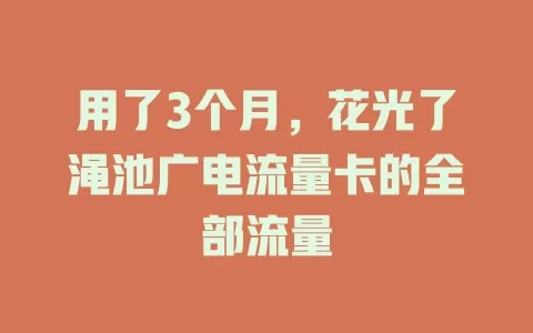 用了3个月，花光了渑池广电流量卡的全部流量