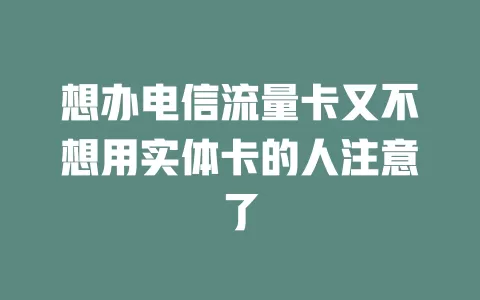 想办电信流量卡又不想用实体卡的人注意了