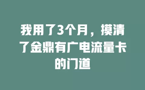 我用了3个月，摸清了金鼎有广电流量卡的门道