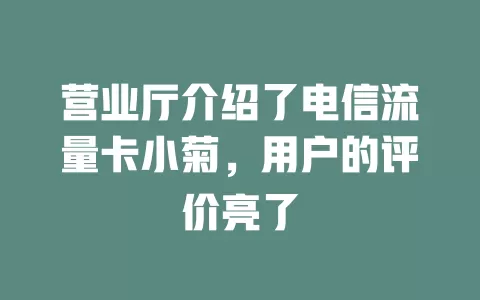 营业厅介绍了电信流量卡小菊，用户的评价亮了