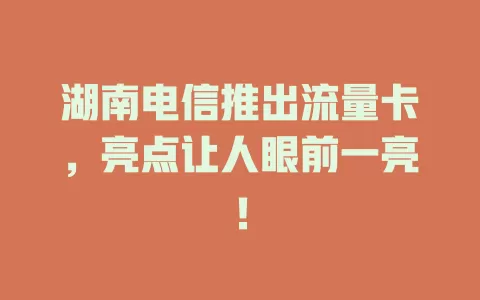 湖南电信推出流量卡，亮点让人眼前一亮！