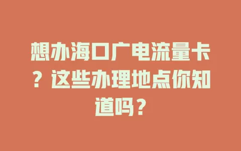 想办海口广电流量卡？这些办理地点你知道吗？