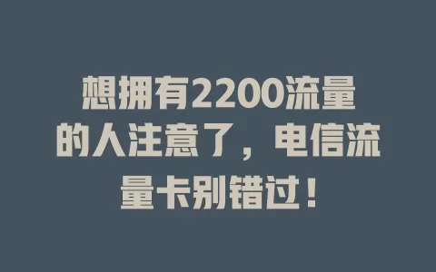 想拥有2200流量的人注意了，电信流量卡别错过！