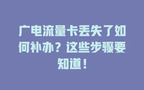 广电流量卡丢失了如何补办？这些步骤要知道！