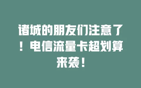 诸城的朋友们注意了！电信流量卡超划算来袭！