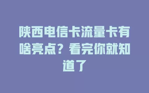 陕西电信卡流量卡有啥亮点？看完你就知道了