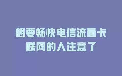 想要畅快电信流量卡联网的人注意了