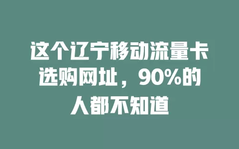 这个辽宁移动流量卡选购网址，90%的人都不知道