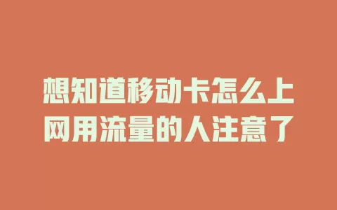 想知道移动卡怎么上网用流量的人注意了