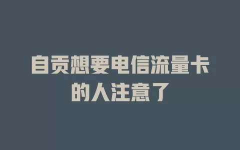 自贡想要电信流量卡的人注意了