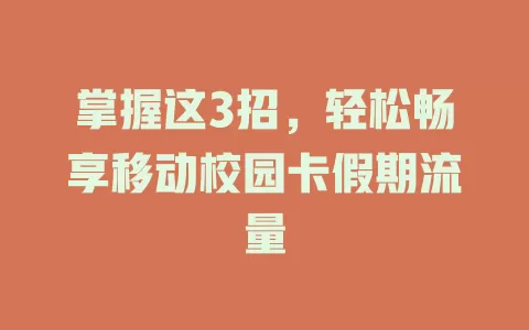 掌握这3招，轻松畅享移动校园卡假期流量
