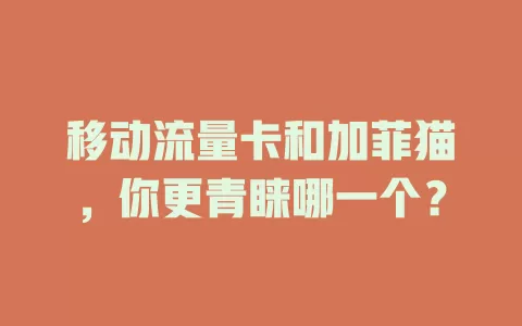 移动流量卡和加菲猫，你更青睐哪一个？