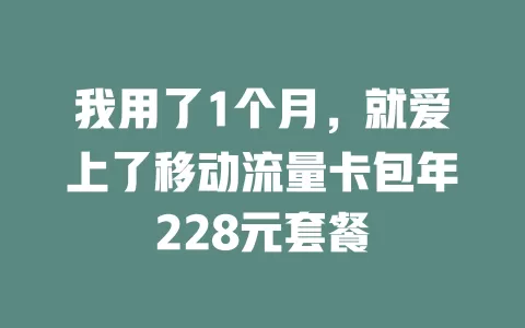 我用了1个月，就爱上了移动流量卡包年228元套餐
